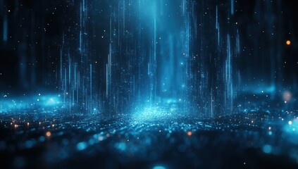 Captivating Abstract Digital Landscape with Glowing Particles and Light Trails Creating a Futuristic Atmosphere of Depth and Dimension