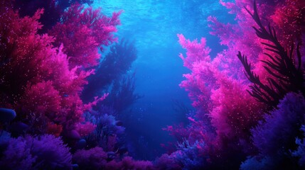 Naklejka premium Vibrant Underwater Scene with Colorful Coral Reef and Sea Life