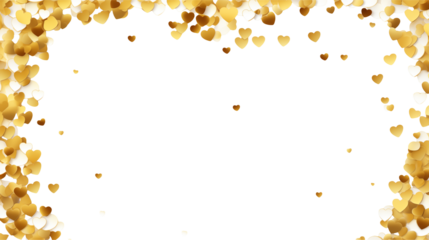 Golden and White Hearts Frame on Black Background