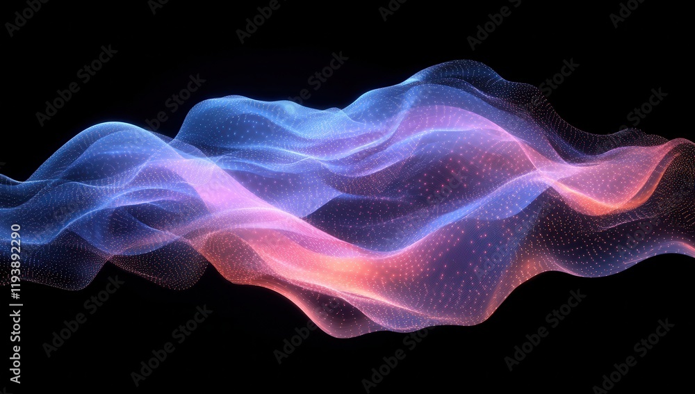 Poster colorful abstract waves of light with soft flowing patterns and gradients in a dark background for m