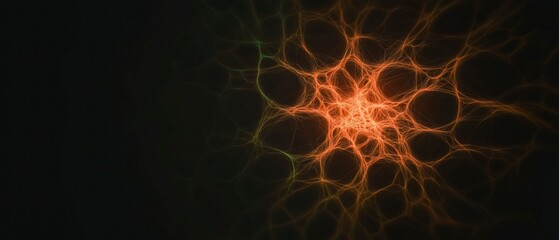 Abstract Orange and Green Energy Network  Glowing Chaos Background