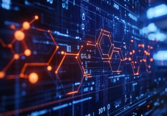 Obraz premium Digital Technology Background Featuring Abstract Lines and Nodes Representing Data Connections and Innovations in a Futuristic Interface