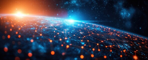 Fototapeta premium Global Network Communication Technology for Digital Business and Telecommunication on Earth