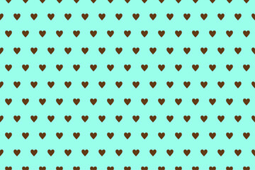 ハートの背景素材（ミントグリーン・ブラウン）、壁紙、パターン、シームレス、チョコレート © keisuke