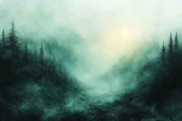 Obraz premium Soft Green Watercolor Abstract Landscape Background with Space for Text