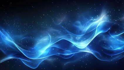 Ethereal Blue Waves with Light Effects and a Cosmic Background for Abstract Creative Design, Digital Art, and Stunning Visual Projects