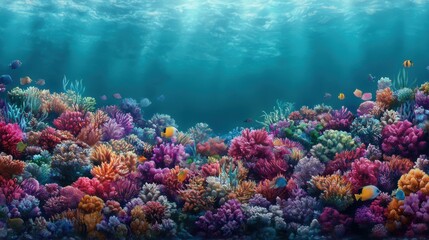 Obraz premium Vibrant Underwater Coral Reef with Colorful Marine Life Scene