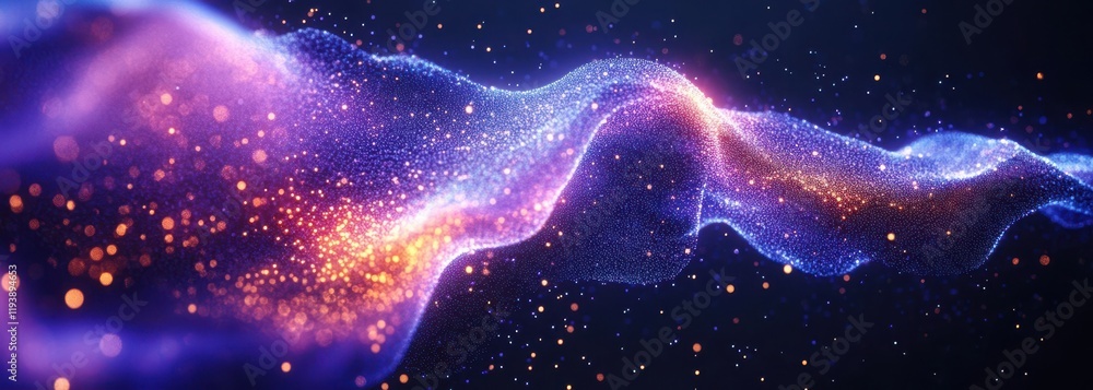 Poster ethereal flow of colorful light particles creating a dreamlike and magical abstract background for m