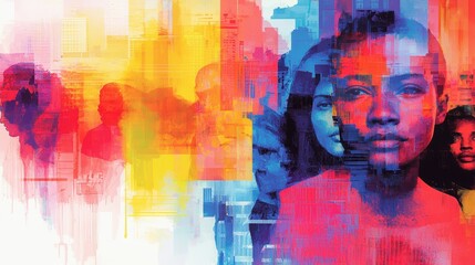 Vibrant Abstract Portraits Representing Diversity and Unity in Society