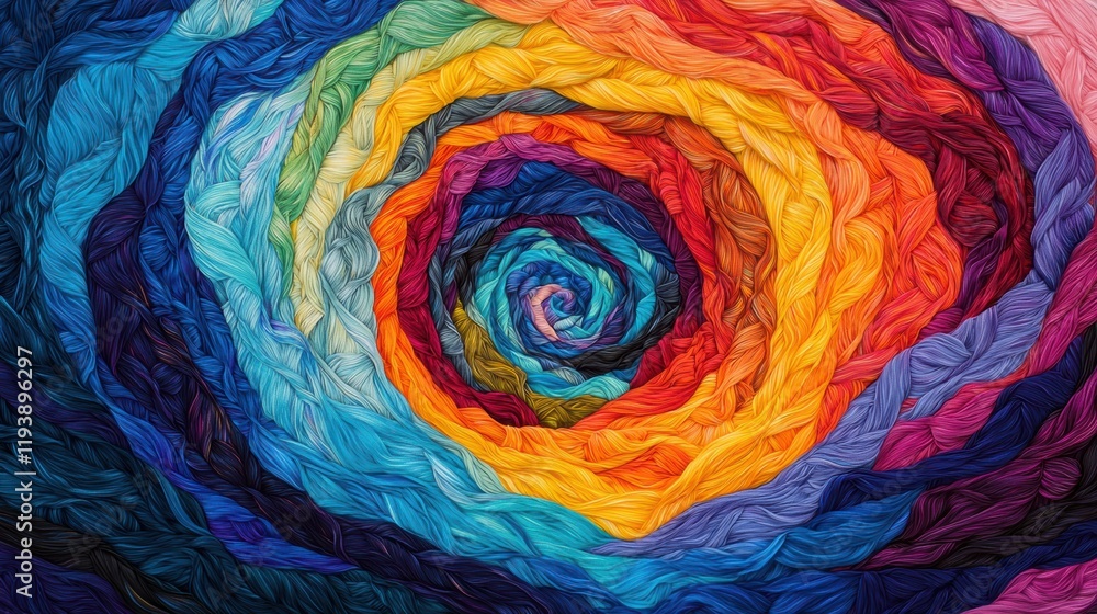 Poster abstract spiral pattern with vibrant color palette and texture