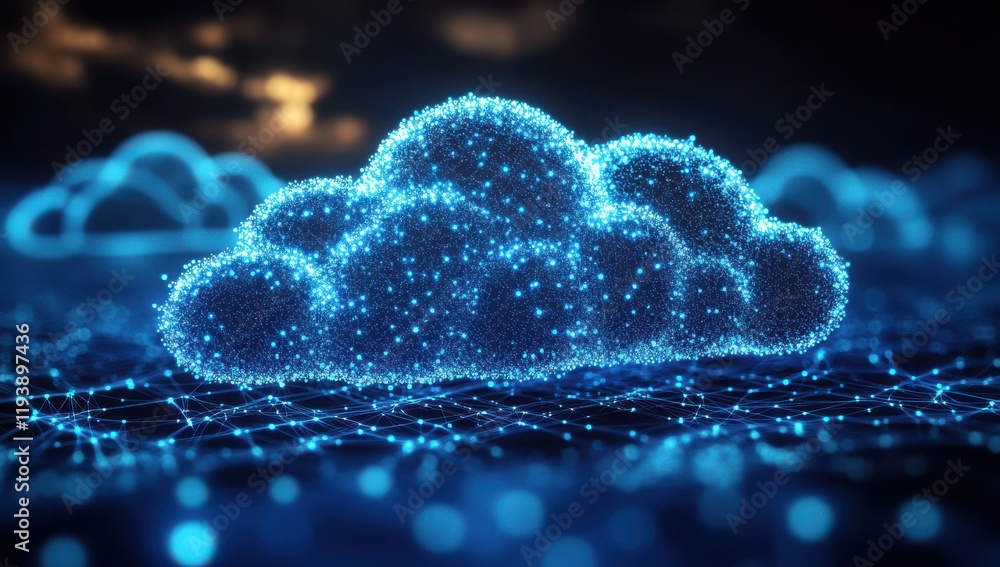 Poster futuristic digital cloud representing data connectivity and technology in a stunning visualization o
