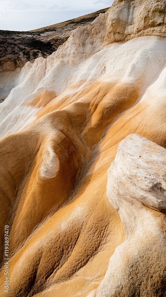 Poster scenic view of colorful rock formations in arid desert landscape : generative ai