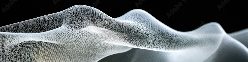 Poster abstract white mesh structure on black background