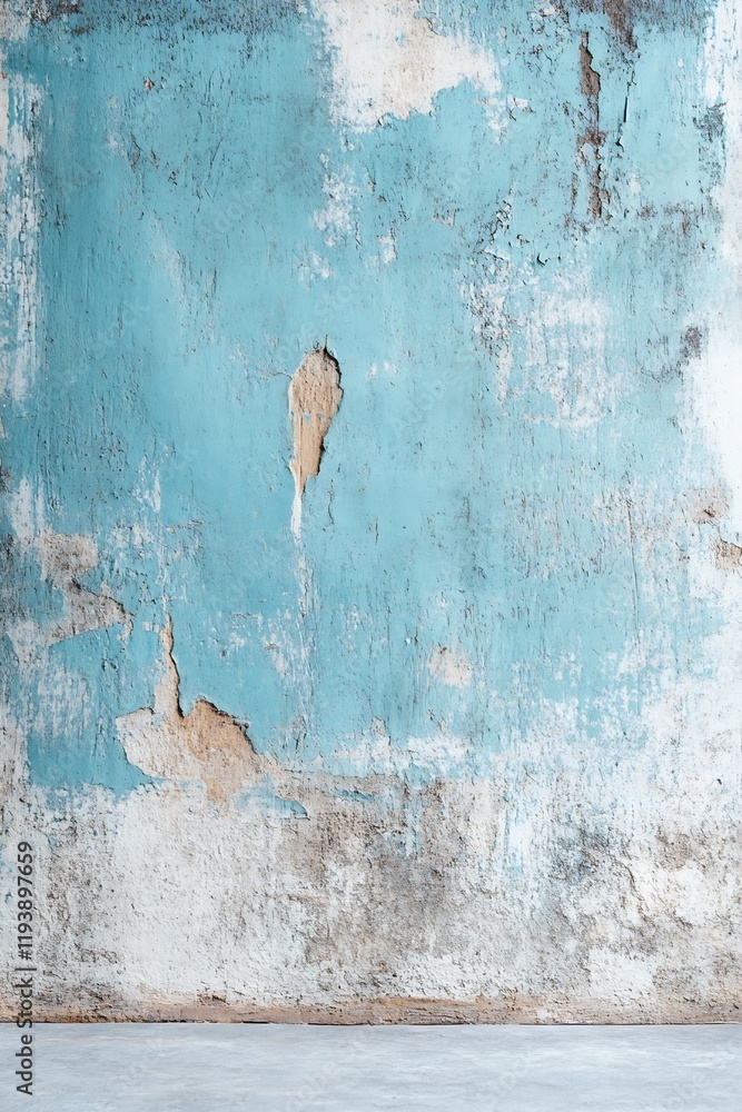Poster weathered turquoise plaster wall texture for vintage and rustic design elements : generative ai