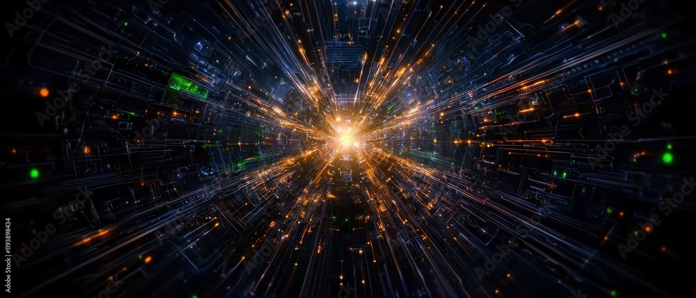 Aufkleber abstract futuristic tunnel digital data stream cyberspace technology background
