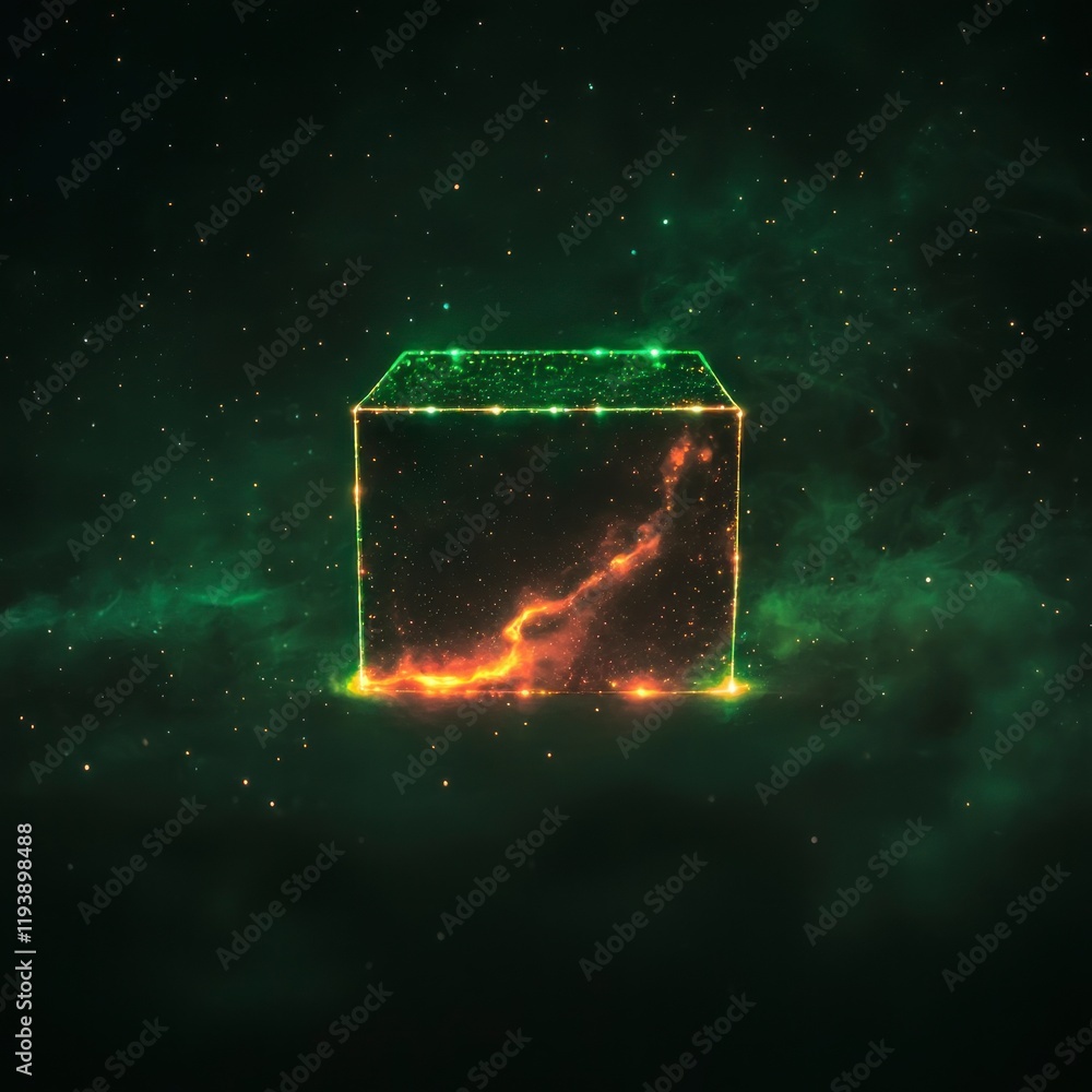 Poster glowing cube abstract nebula space background