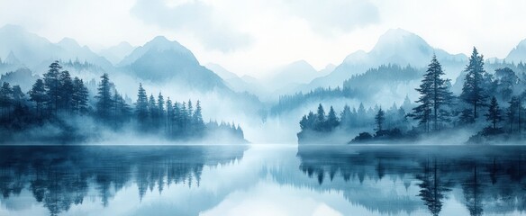 Obraz premium Tranquil Light Blue Watercolor Background Hand-Drawn Splash Gradient Calm Nature Design