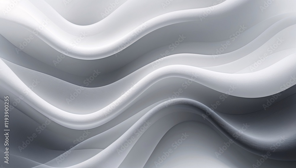 Poster creative minimalist abstract background featuring fluid white wavy forms and soft curves