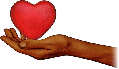 Obraz premium Watercolor hand drawn hands with heart