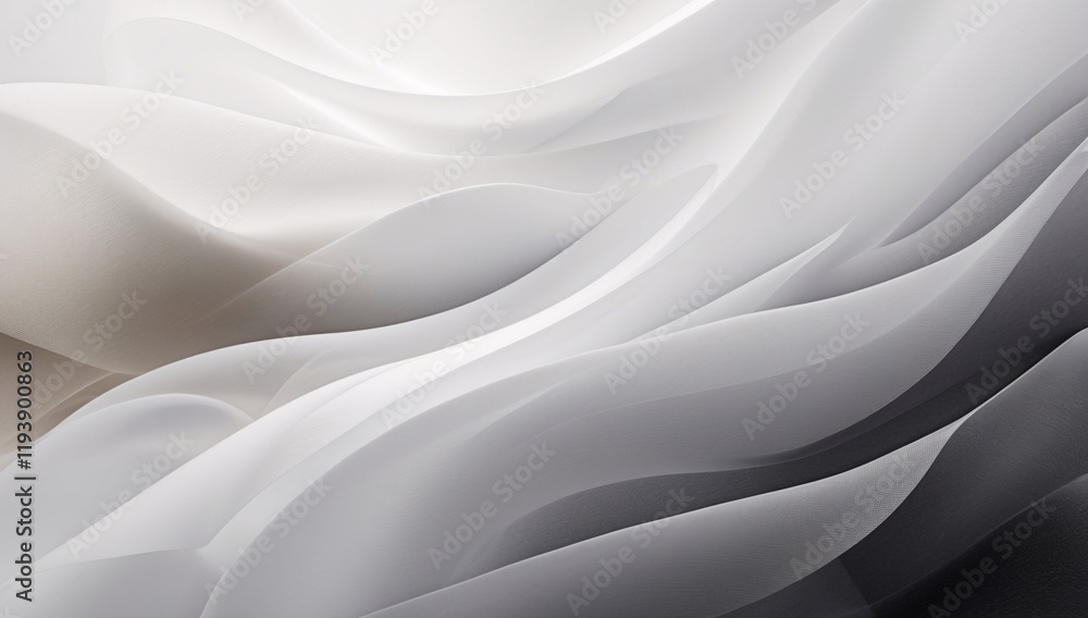 Poster creative minimalist abstract background featuring fluid white wavy forms and soft curves