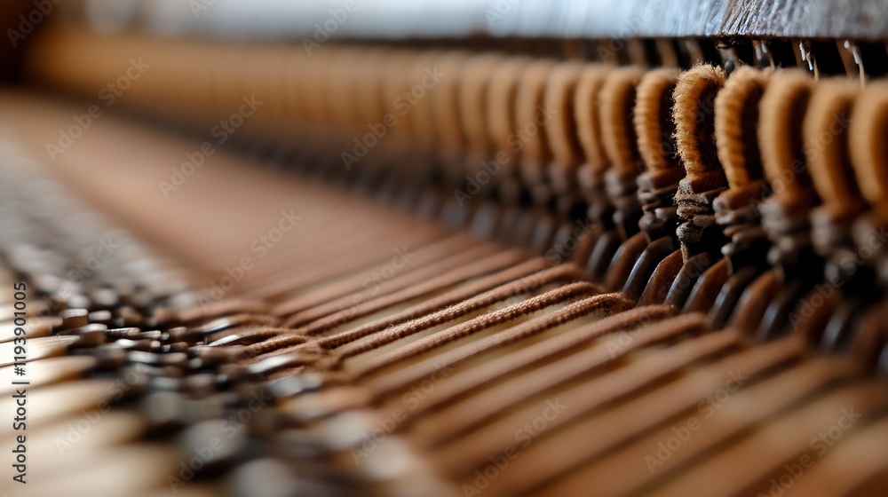 Poster intricate inner mechanism of a piano with detailed string arrangement : generative ai