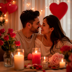Una pareja celebrando el día de los enamorados.