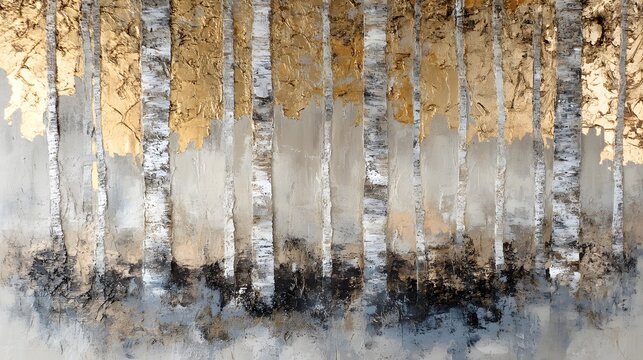 Golden Hues in a Birch Tree Forest - Powered by Adobe