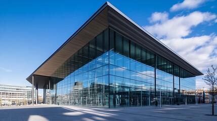 Obraz premium Spacious Glass-Fronted Architectural Masterpiece in Urban Business District : Generative AI