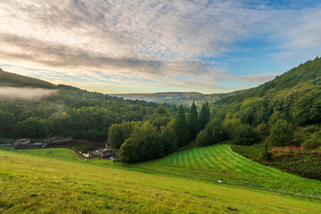 Thornhill valley view from Ladybower dam in Peak District. England