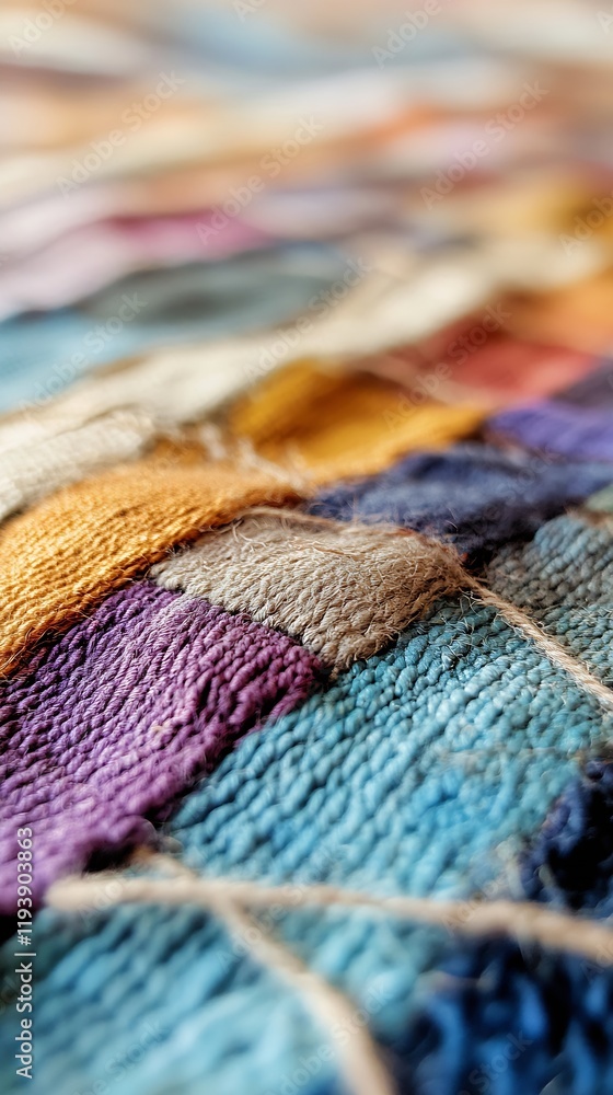Poster intricate colorful textile walov-ven pattern in macro close up view : generative ai