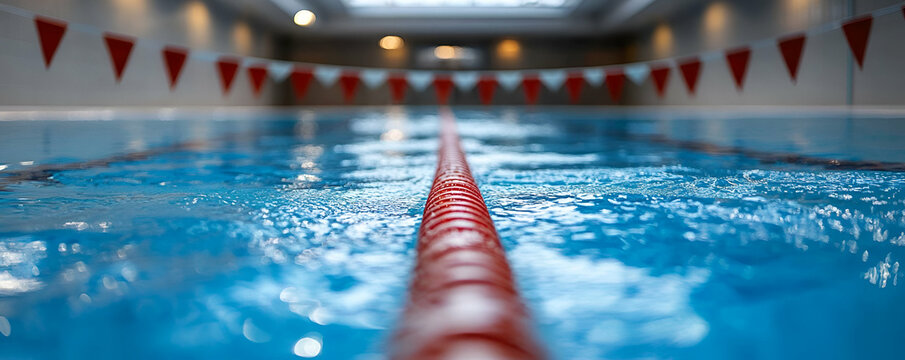 Indoor lane rope pool, flags, fitness - Powered by Adobe