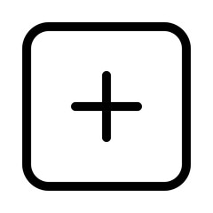 Plus symbol icon for add to cart or home screen.Plus sign icon inside a square button design.Minimalistic plus icon for UI design, digital interfaces, and apps.Expand. Positive growth. Simple action
