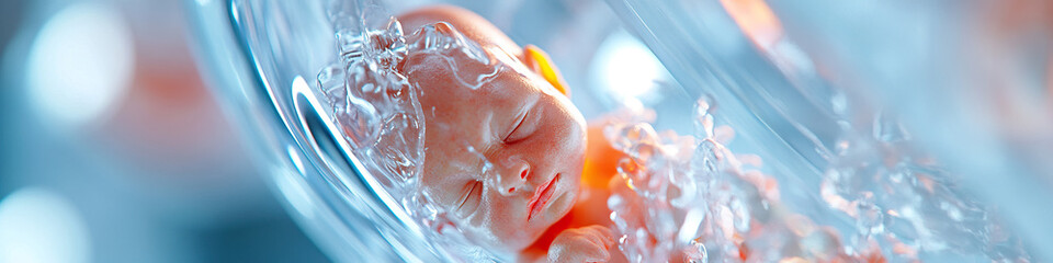 Fototapeta premium Infant in Transparent Container with Liquid