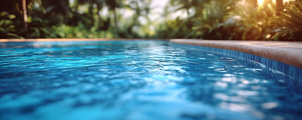 Tropical Pool Water Sunset Relaxation