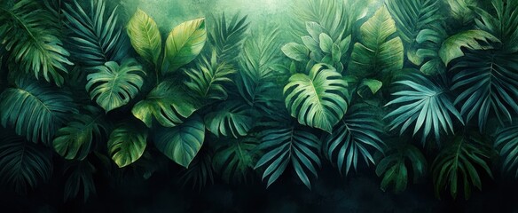 fern leaves abstract background green khaki brown vintage textile foliage seamless pattern design