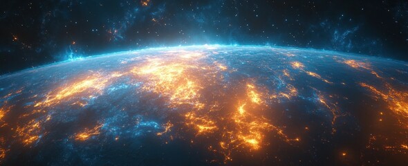 Fototapeta premium Global Communication Technology Internet Business Data Streams and Networks Cryptocurrency Blockchain IoT