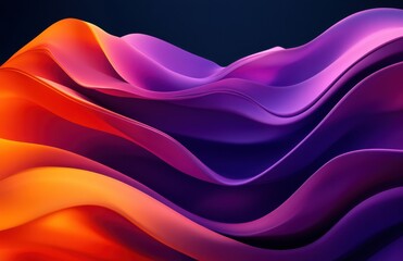 Obraz premium Vibrant Abstract Waves of Orange, Purple, and Pink Flowing Smoothly Against a Deep Blue Background, Creating a Captivating Visual Composition