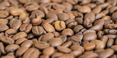 Coffee beans as a background macro photo.