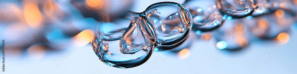 Poster interconnected transparent spheres with teal and amber gradient