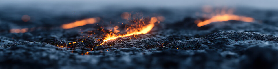 Glowing Flames on Dark, Textured Ground