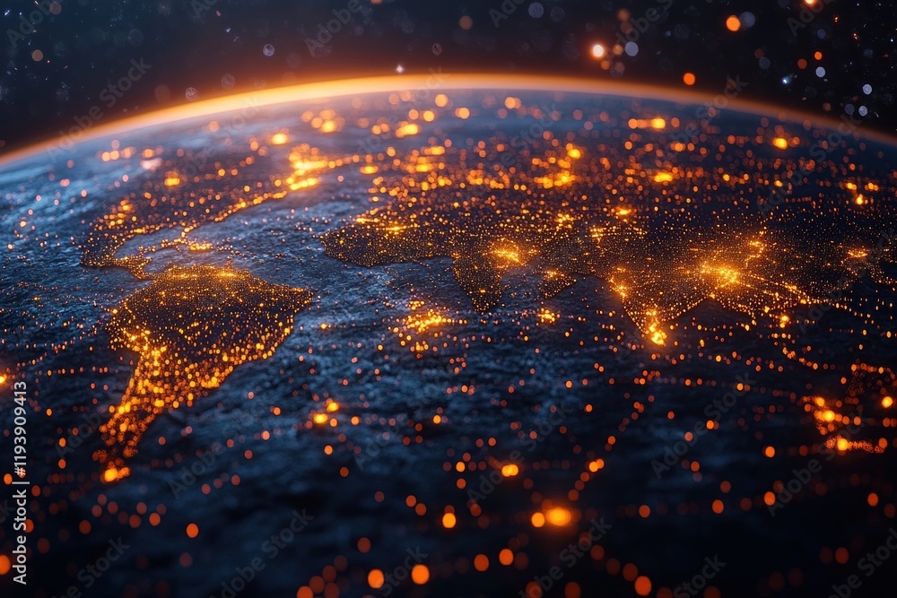 Poster global communication technology and internet business network in a futuristic world of cyberspace an