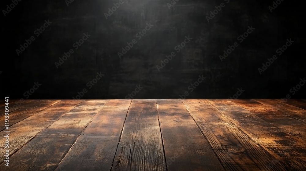 Poster Moody Dark Wooden Surface for Product Display or Atmospheric Photography Background : Generative AI