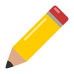 Pencil flat color icon for back to school graphic resources, office supplies, writing activity, creativity, preferences, design, lesson, drawing, settings. Editable EPS vector.