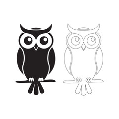 Owl icon vector art illustration on a white background. Owl icon vector Isolated on a white background