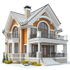 Obraz premium Luxury Dream Home: Modern Architectural Design, Spacious Family Villa with Elegant Exterior and Landscaped Garden