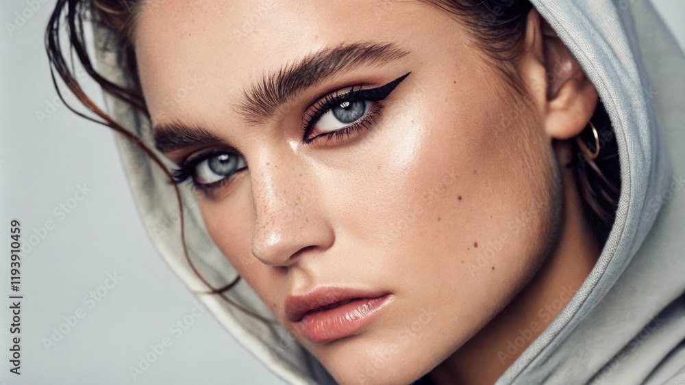 Aufkleber a striking image of a person with a fresh and dewy complexion wearing only a subtle touch of blush o