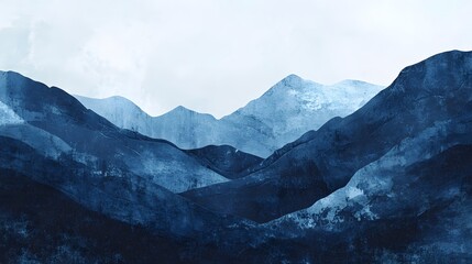 Obraz premium Abstract Blue Mountain Range Landscape Artwork