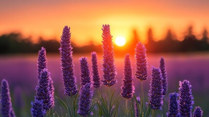 Lavender field sunset.