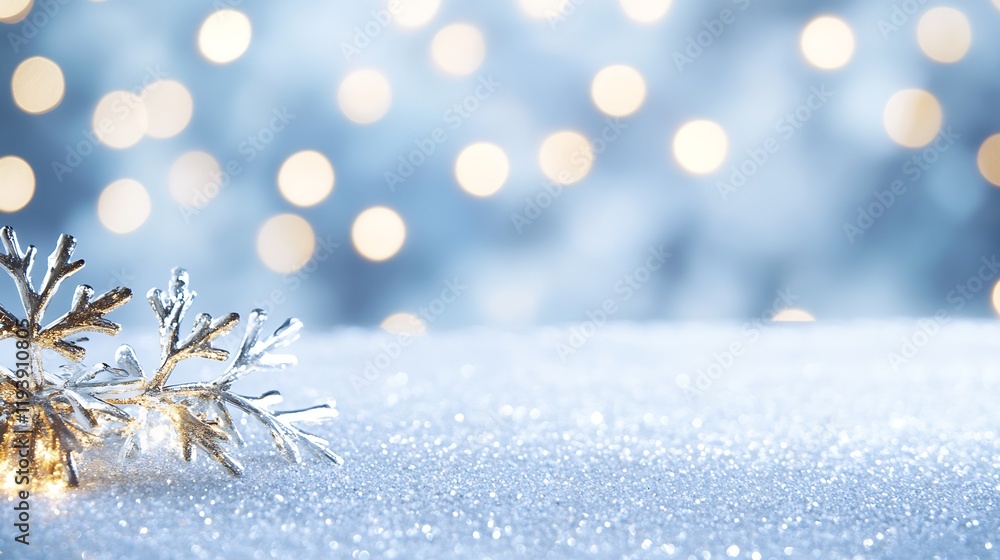 Aufkleber elegant snowflake on glittering winter background with sparkling bokeh creating a magical holiday at