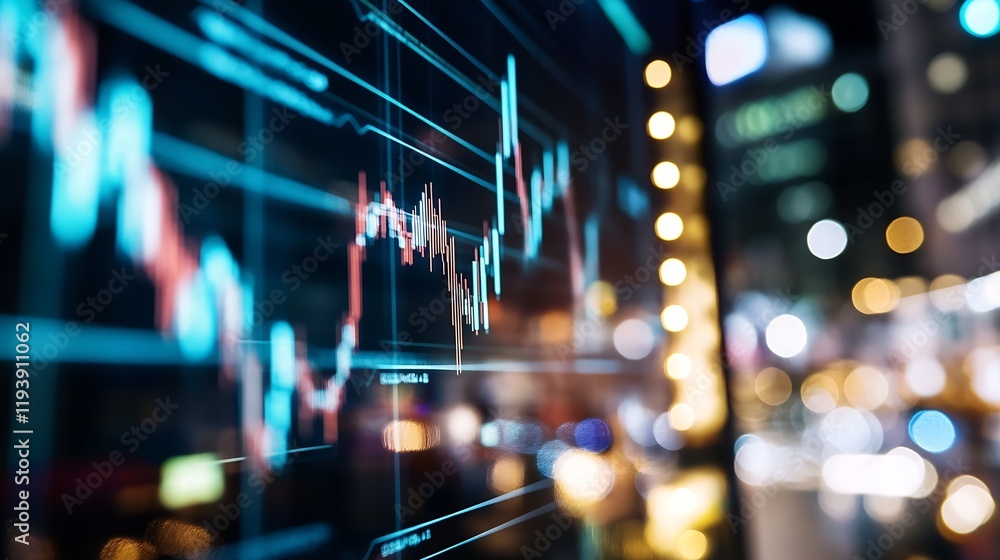 Poster Financial Stock Market Display with Charts and Graphs of Data : Generative AI
